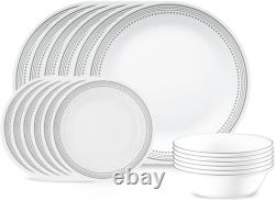 Sadie, Microwave and Dishwasher Safe, Higher Rim Glass Plate & Bowl Set, Du