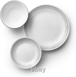 Sadie, Microwave and Dishwasher Safe, Higher Rim Glass Plate & Bowl Set, Du