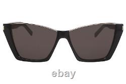 Saint Laurent Kate SL369 001 Sunglasses Women's Black-Silver/Black Lenses 58-mm