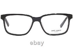 Saint Laurent SL-458/F 001 Eyeglasses Men's Black/Silver Full Rim Square 55mm