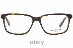 Saint Laurent SL-458/F 002 Eyeglasses Men's Havana/Silver Full Rim Square 55mm