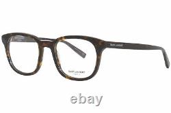 Saint Laurent SL-459 002 Eyeglasses Men's Havana/Silver Logo Full Rim Square