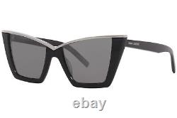 Saint Laurent SL-570 002 Sunglasses Women's Black/Silver Butterfly Shape 54-mm