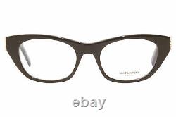 Saint Laurent SL-M80 001 Eyeglasses Women's Black/Silver Logo Full Rim Cat Eye