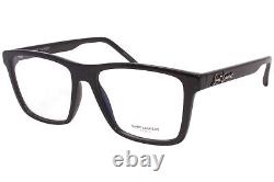 Saint Laurent SL337 001 Eyeglasses Men's Black/Silver Square Optical Frame 55-mm