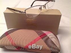 Sale! Burberry B1197 1110 52-17-135 Shiny Brown Silver Half Rim Eyewear Case Box