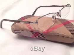 Sale! Burberry B1197 1110 52-17-135 Shiny Brown Silver Half Rim Eyewear Case Box