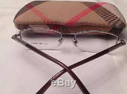 Sale! Burberry B1197 1110 52-17-135 Shiny Brown Silver Half Rim Eyewear Case Box