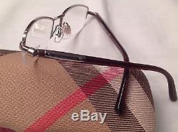 Sale! Burberry B1197 1110 52-17-135 Shiny Brown Silver Half Rim Eyewear Case Box