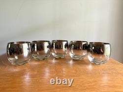 Set of 5 MCM Dorothy Thorpe Style Roly Poly Glasses Silver Faded Glasses