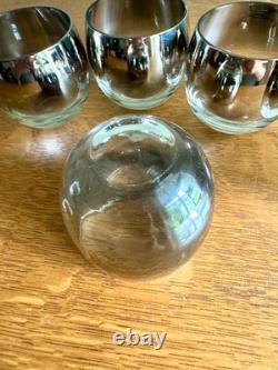 Set of 5 MCM Dorothy Thorpe Style Roly Poly Glasses Silver Faded Glasses