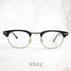 Shuron Ronsir 5 3/4 Eyeglasses Frame Men's Black Silver Taper Side Oval Half Rim