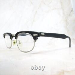 Shuron Ronsir 5 3/4 Eyeglasses Frame Men's Black Silver Taper Side Oval Half Rim