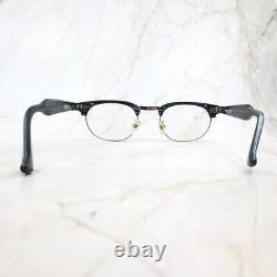 Shuron Ronsir 5 3/4 Eyeglasses Frame Men's Black Silver Taper Side Oval Half Rim