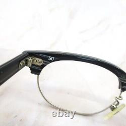 Shuron Ronsir 5 3/4 Eyeglasses Frame Men's Black Silver Taper Side Oval Half Rim