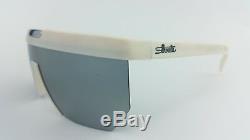 Silhouette Vintage Sun Glasses, Half Rim Model M3077, Silver Shield, White Frame