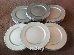 Silver 13 Plastic Charger Plate with Beaded Rim Silver (54 available) Used Once
