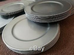 Silver 13 Plastic Charger Plate with Beaded Rim Silver (54 available) Used Once