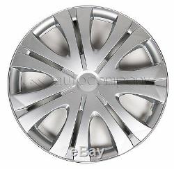 Silver 16 Hub Caps Full Wheel Rim Covers withSteel Clips(Set of 4)-KT-1012S-16