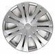 Silver 16 Hub Caps Full Wheel Rim Covers Withsteel Clips(set Of 4)-kt-1012s-16