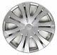 Silver 16 Hub Caps Full Wheel Rim Covers Withsteel Clips (set Of 4) Kt-1012s-16