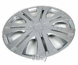 Silver 16 Hub Caps Full Wheel Rim Covers withSteel Clips (Set of 4) KT-1012S-16