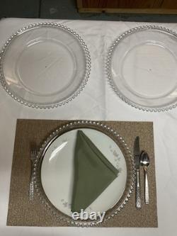 Silver Bead Rim Plastic 13 Plate Charger Set Of 32 Wedding