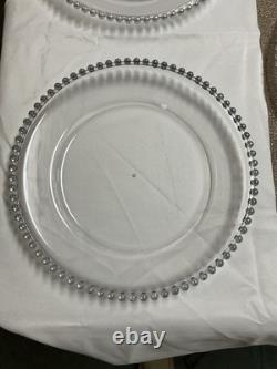 Silver Bead Rim Plastic 13 Plate Charger Set Of 32 Wedding