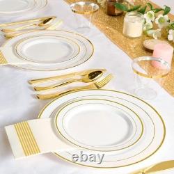 Silver Disposable Dinnerware Set 100 Plates Forks Spoons Cups Events Parties New