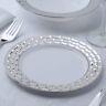 Silver Flared Rim Plastic 7.25 Round Plates Fancy Party Wedding Reception Table