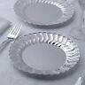 Silver Flared Rim Plastic 7.5 Round Plates Disposable Party Wedding Catering