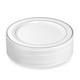 Silver Rimmed Plastic Dinner Plates (100 Pack) 10.25 Inch Heavyweight White