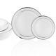 Stately Elegance Designs 200 Piece White And Silver Rimmed Plastic Plate Set