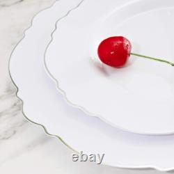 Stylish 100pcs BPA-Free Silver Plates with Gold Rim Perfect for Any Occasion