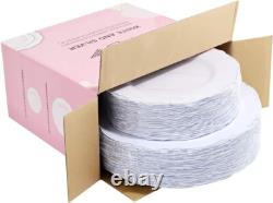 Stylish 100pcs BPA-Free Silver Plates with Gold Rim Perfect for Any Occasion
