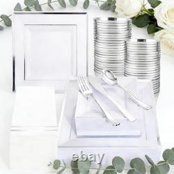 Stylish 350 Pcs Silver Disposable Plates Set Perfect for Weddings & Birthdays