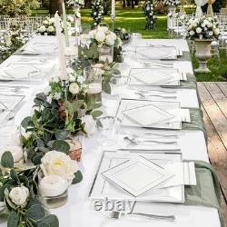 Stylish 350 Pcs Silver Disposable Plates Set Perfect for Weddings & Birthdays