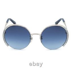 Swarovski SK280H 16W Silver/Blue Metal Round Sunglasses Half-Rim Frame 56-20-140