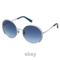 Swarovski SK280H 16W Silver/Blue Metal Round Sunglasses Half-Rim Frame 56-20-140