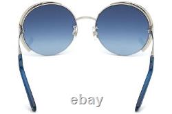Swarovski SK280H 16W Silver/Blue Metal Round Sunglasses Half-Rim Frame 56-20-140
