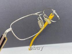 TAG Heuer Eyeglasses Frames men Silver Black Yellow Rectangular Full Rim Th 8002