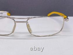 TAG Heuer Eyeglasses Frames men Silver Black Yellow Rectangular Full Rim Th 8002