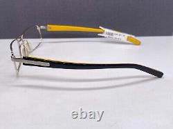 TAG Heuer Eyeglasses Frames men Silver Black Yellow Rectangular Full Rim Th 8002