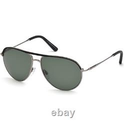 TOD'S TO0124 12R Black/Silver Green Aviator Full Rim Men Sunglasses 135 mm