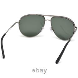 TOD'S TO0124 12R Black/Silver Green Aviator Full Rim Men Sunglasses 135 mm