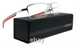 Tag Heuer Spring Rubber TH 3823 005 Silver & Red Half Rim Eyeglasses Frames 57mm