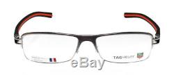 Tag Heuer TH7624 002 Silver Black & Red Half Rim Eyeglasses Frames Size 57