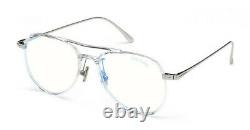 Tom Ford 5666 026 Crystal Palladium Eyeglasses Authentic Frames Blue Block Lens