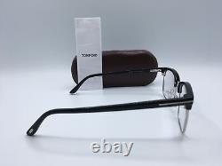 Tom Ford FT5504 Men's Black/Silver Frame Demo Lens Rectangular Eyeglasses 54MM