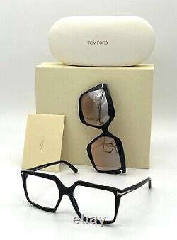 Tom Ford FT5689-B 001 Black / Blue Block / Peach Mirror clip on 54mm TF5689-B